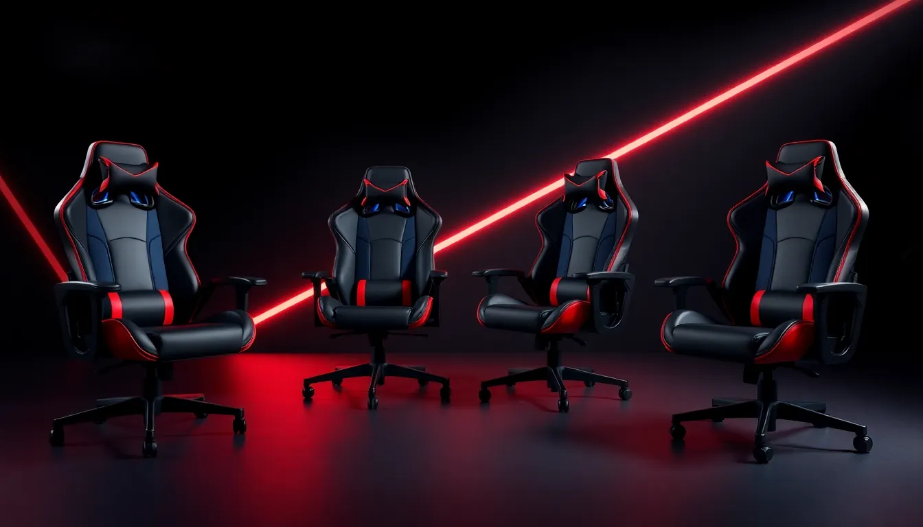 Comparatif visuel des 4 modèles de chaises gaming Noblechairs Epic Icon Hero et Legend avec finitions premium cuir et simili-cuir