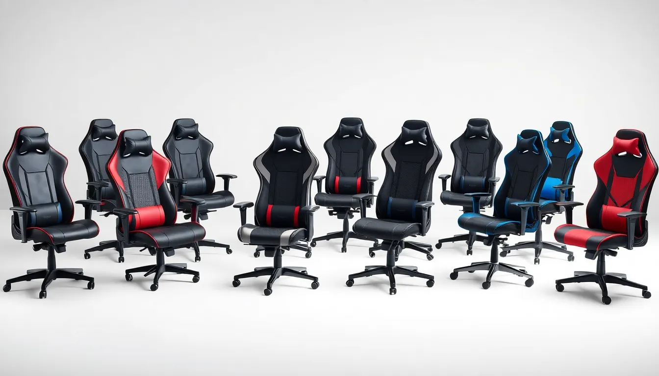 Comparatif visuel de 8 chaises gaming entre 300 et 500 euros testées en 2025, incluant Corsair TC500 Luxe, Noblechairs HERO et Secretlab TITAN Evo